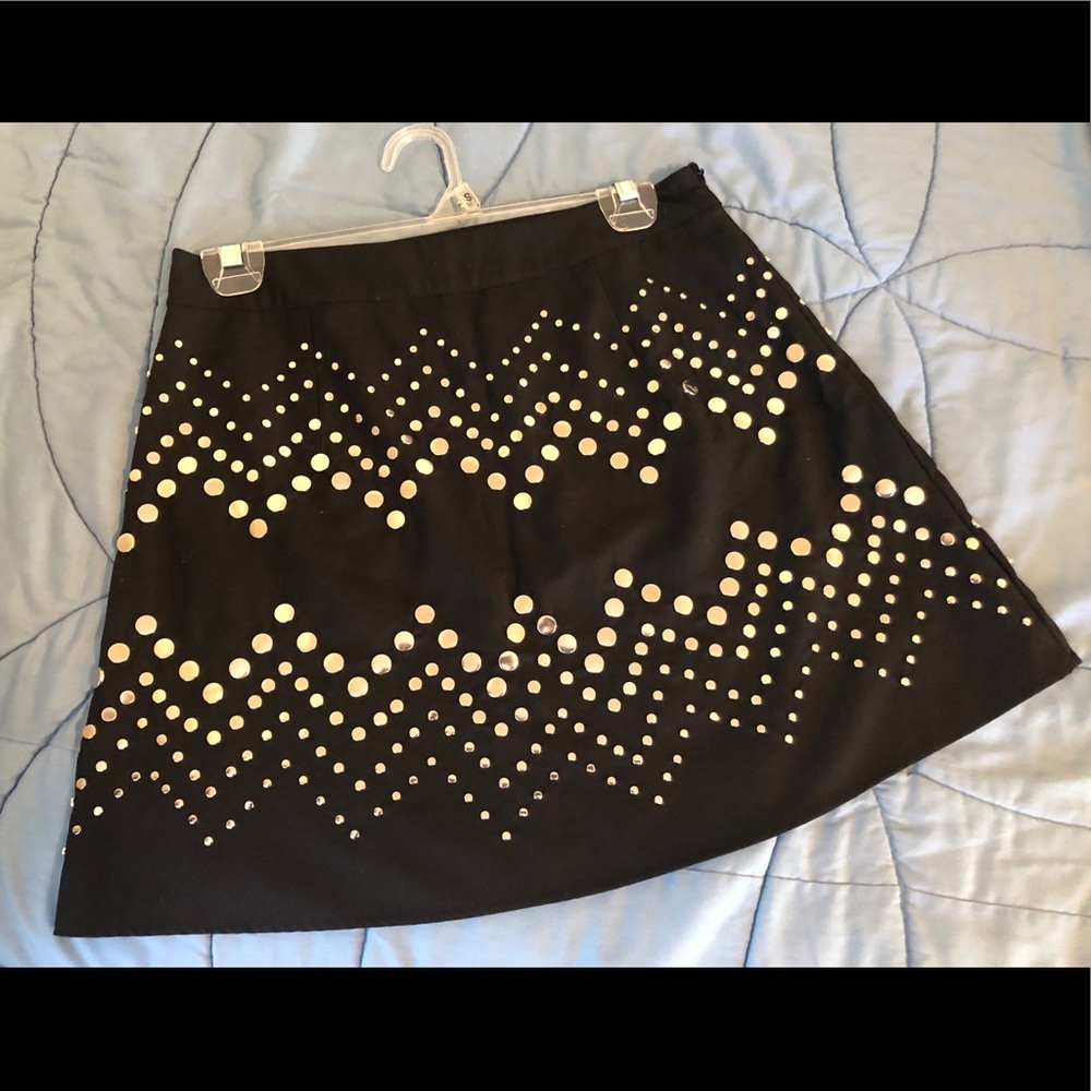 Black and metallic mini skirt